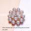 (M0576) 35mm metal rhinestone pearl brooch with pin,silver or nickle or light rose gold plating,ivory pearl