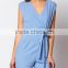 blue v neck crossover jumpsuit for women casual wear                        
                                                Quality Choice