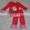 2016 wholesale baby girls fall winter cotton Santa embroidery Christmas boutique outfits
