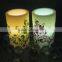 plastic cheap decoration pillar amber set led candles