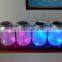 Fancy pink and blue glow frosted glass solar led jars for outdoor decor or night lighting