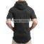 Men Fitness Clothing Longline Pullover Men's Short Sleeve Hoodie