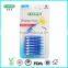hand push interdental cleaning brush with button