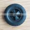 10x2.75 inch semi pneumatic rubber wheel with turf 100# tread and black plastic rim for mowers or material handling equipment