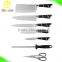 TPR handle stainless steel knife set for kitchen with sharpener scissors