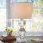 mass production the lowest price led bead crystal table lamp with fabric cylinder shade