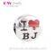 Newest Brand 925 Silver Red Enamel Love Charms I Love BJ Beads Suitable For Style Charm Bracelets & Necklaces