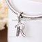 S067R Globalwin 925 Sterling Silver Alphabet Letter R Paved with Crystals European Charms