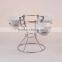 wholesale hot sell white ceramic french fries holder stand french fries cup with three white porcelain sauce cup