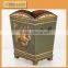 Painting Indoor Decorative Wooden Trash Can,Wooden Garbage Can