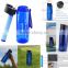 Antibacterial activated carbon Portable alkaline plastic water filter bottle with straw