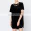 New Short Sleeve Floral Velvet Mini Dress Frock Design With Hand Embroidery Designs For Dress 2016 HSD5828