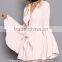 New arrival pretty lovely long sleeve v neckline pink romper playsuits for women