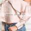 MGOO 2017 Latest Designs Women Satin Blouses Tops Plain Fashion Off Shoulder Crop Custom Ruffles Shirts