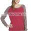 Factory Direct Wholesale Women's Cotton Poly Contrast Raglan Long Sleeve Pullover