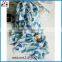 High fashion soft blue leaf print chinese silk scarf