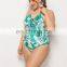 New Sexy Bikini Plus Size Woman Siamese Fat Swimsuit Halter Strap Printed Swimsuit