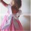 2019 summer New Design Fashion Girls Cute Baby Pink Dress with Bow striped dress