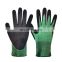 A7 Cut Resistant Gloves Foam Nitrile on Palm with Reinforced on Thumb Crotch