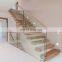 Modern wood floating stairs staircase with led light design made in china