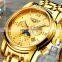 Luxury high-end top grade classical men's mechanical stainless steel 22k gold watch