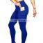Women Gym Leggings Fitness Seamless Scoop Neck Long Sleeve Knit Ribbed Yoga Set