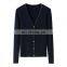 OEM Rib Knitted V-Neck Cashmere Cardigan Sweater Solid Style Casual for Autumn Season with Button Closure