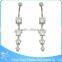 BR01788 new arrive medical steel white zircon dangle fairy navel piercing jewelry