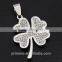 2016 New Arrival Titanium Full Rhinestones Clover Necklaces Male Stainless Steel Pendant