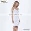 Beautiful 2016 New Design High Quality Women Elegant Nude Side Slit White Lace Maxi Dress