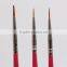 Red wood handle nail art pointed end brush nail art brush 3 point set