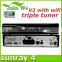 sunray sr4 v2 with wifi E great sim card 2.2 original triple tuner DVB-S2+C+T2