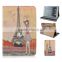 Eiffel Tower + girl printing PU leather case,Folio flip stand case for ipad 3,5 and ipad mini