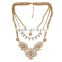 2016 New fashion jewelry three layer coral diamond floral statement necklace