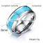 8mm beveled edge high polished turquise inlay tungsten steel titanium wedding band ring
