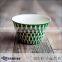 Ceramic Stoneware V Shape 5.5'' Bowl With Handprinted Grids Design