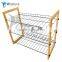Vivinature 12-pair shoe rack black steel wire with wood frame