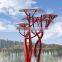 Outdoor large stainless steel metal tree sculpture for garden decor