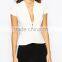 China Factory OEM ODM 2015 Customized Short Sleevel New Fashion Plunge High Neck Top