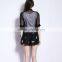 Hollow out back summer blouse,models short sleeve blouse