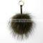 Myfur Fluffy Pompom Bag Pendant Fuzzy Charm Raccoon Fur Ball Leather Strap Keychain Keyring