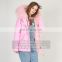 Pink Raccoon Fur Collar Fur Parka Jacket Women's Down Jacket