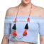 Boho Womens Colorful Long Tassels Pendant Beads Chain Necklace