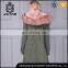 Modern artificial pink hooded parka coat with fur lining