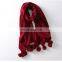 2016 Wholesale New Design Winter Plain Rabbit Fur Ball Wool Spinning Scarf