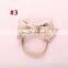 DIY Girl Nylon Hairbands Baby Girl Sweet Flower print bow headwear 4colors