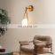 Nordic Brass Drop Shape Metal Wall Lamp Minimalist Living Room Bedroom Bedside Glass Wall Lamp