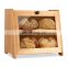 2 Layer Wooden Bread Boxes for Kitchen Large Bamboo Bread Box for Kitchen Countertop Farmhouse Bread Holder with Clear Window