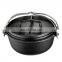 China cast iron camping pot with black surface and handle