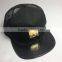 Custom Flat Brim Trucker Cap Glod Metal Plate Mesh Cap 6 Panel Pu brim Trucker Hats